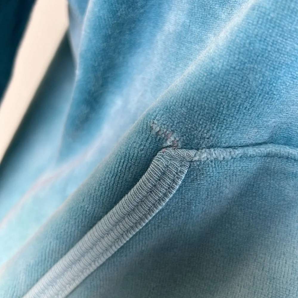 📌SOLD📌 GUC Vintage Y2K Juicy Couture Ombre Blue Velour Zip Up Hoodie  SZ-XL - Picture 15 of 16